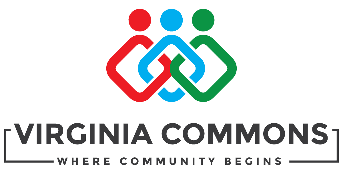 Logo featuring three stylized human figures in red, blue, and green holding hands above text.
