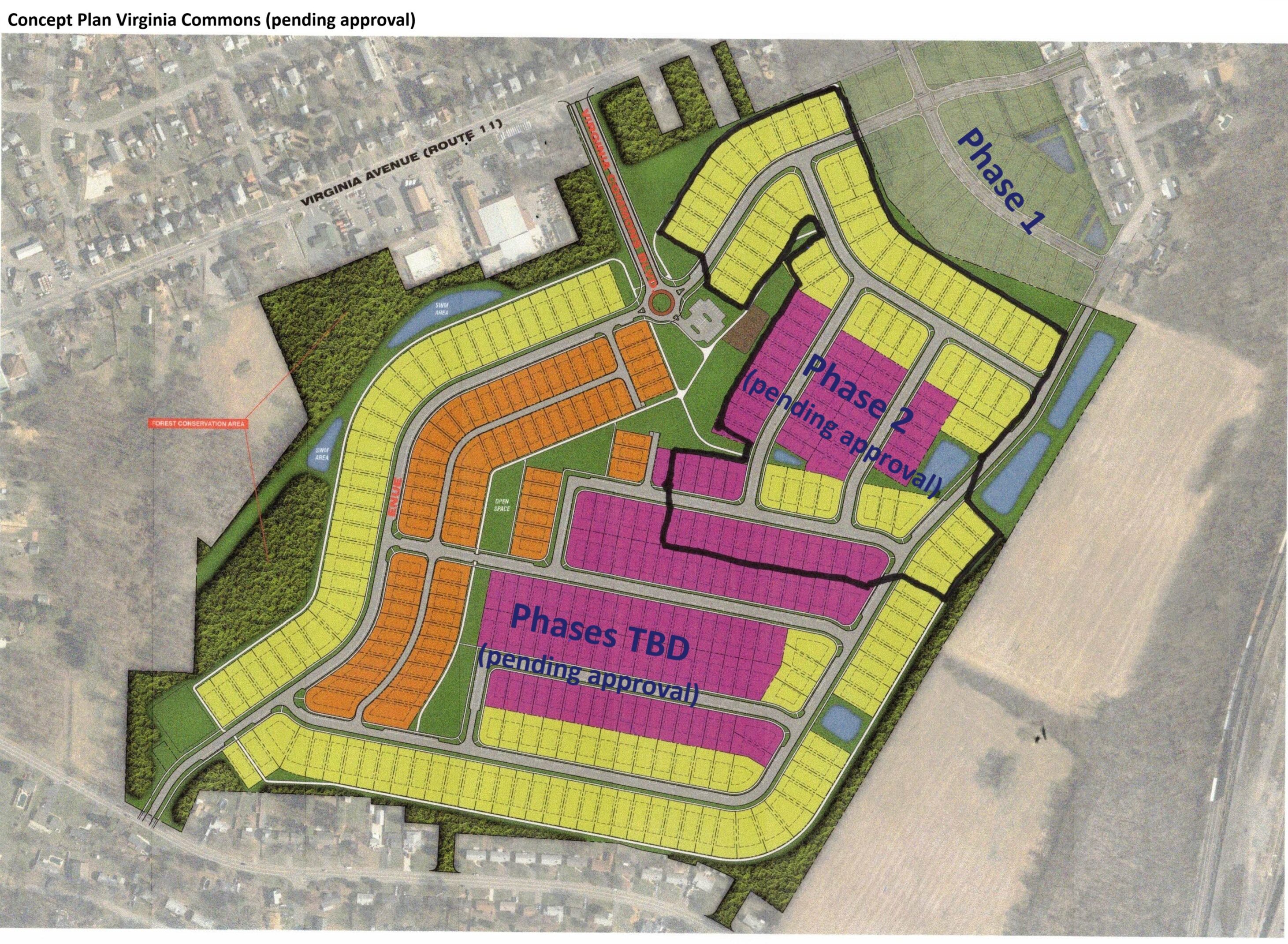 Color-coded layout plan for a residential community development.